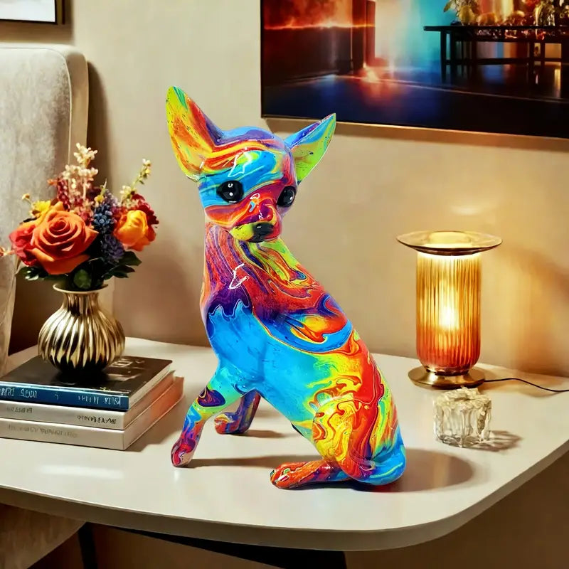 Kunstlampe i Glasmosaik – Colorful Chihuahua