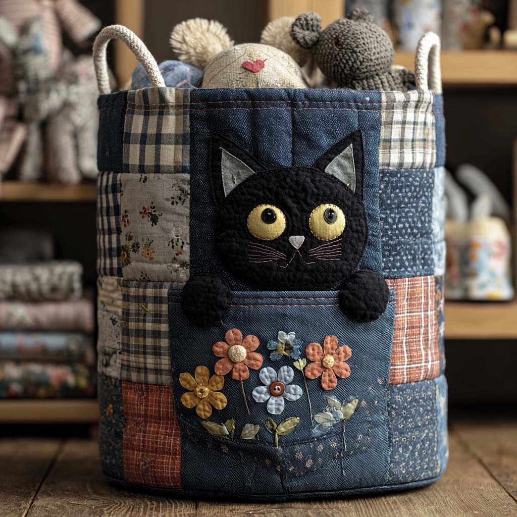 Vasketøjskurv – Denim Kitty