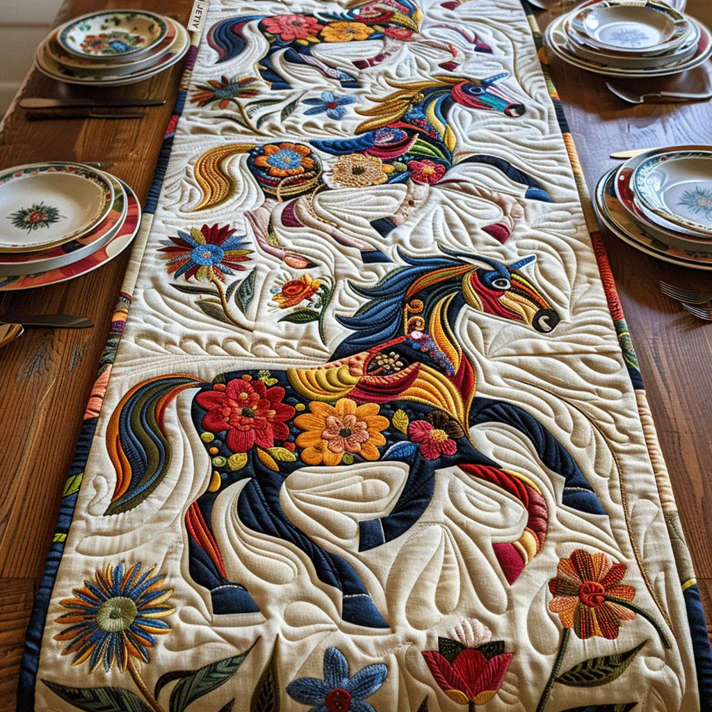 Quiltet Bordløber – Running Horses
