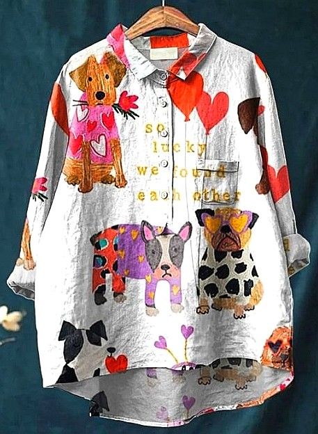 Lotte | Legesyg bluse med hjerte- og dyredesign