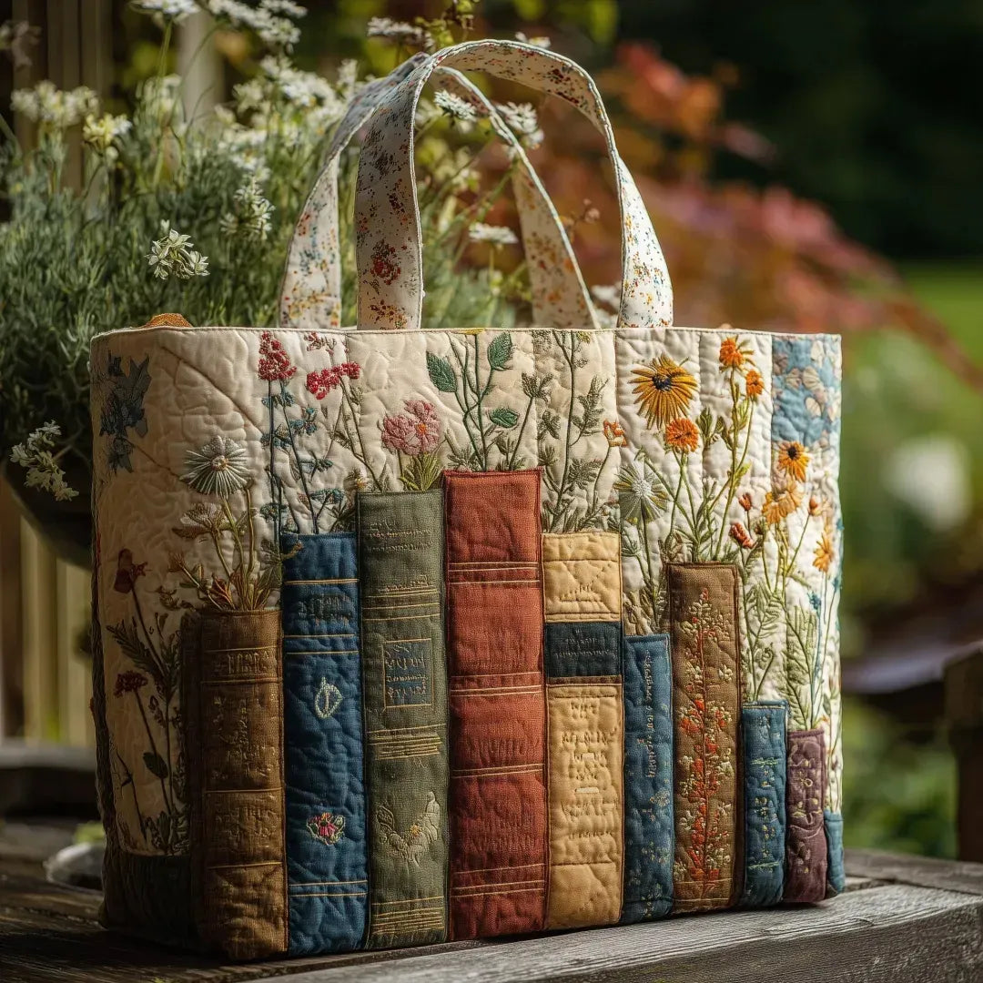 Håndlavet Totetaske – Books Flower Collection