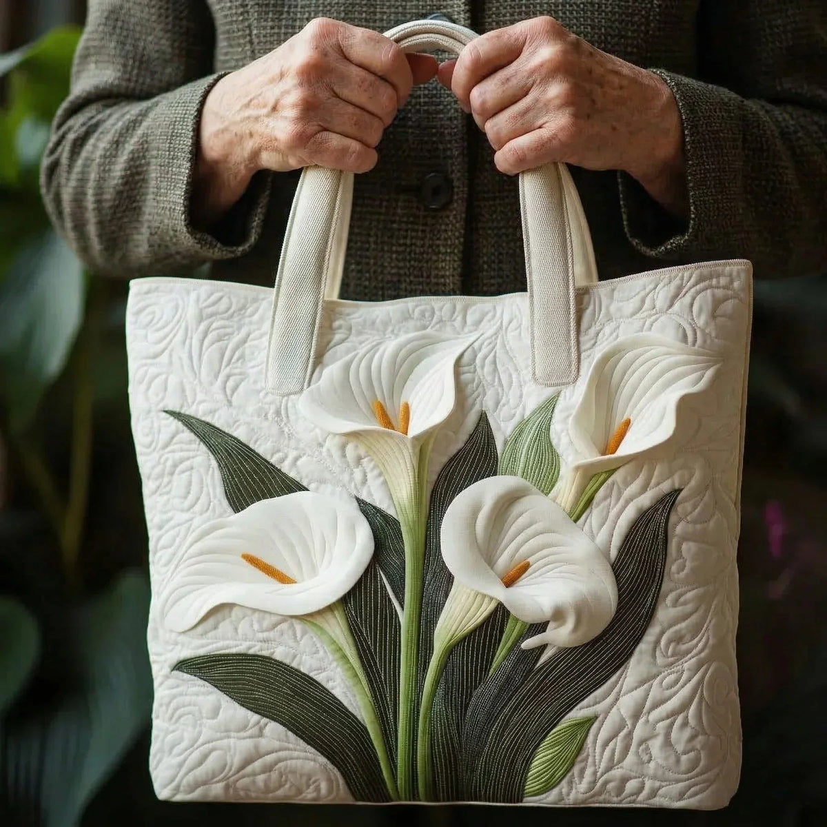 Håndlavet Totetaske – White Allium
