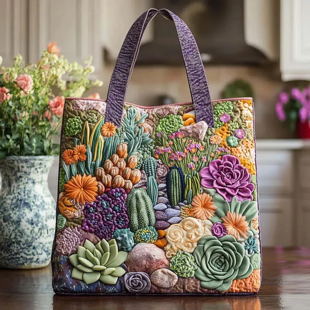 Håndlavet Totetaske – Succulent Garden