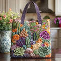Håndlavet Totetaske – Succulent Garden