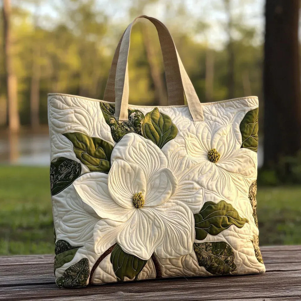 Håndlavet Totetaske – Elegant White Lily