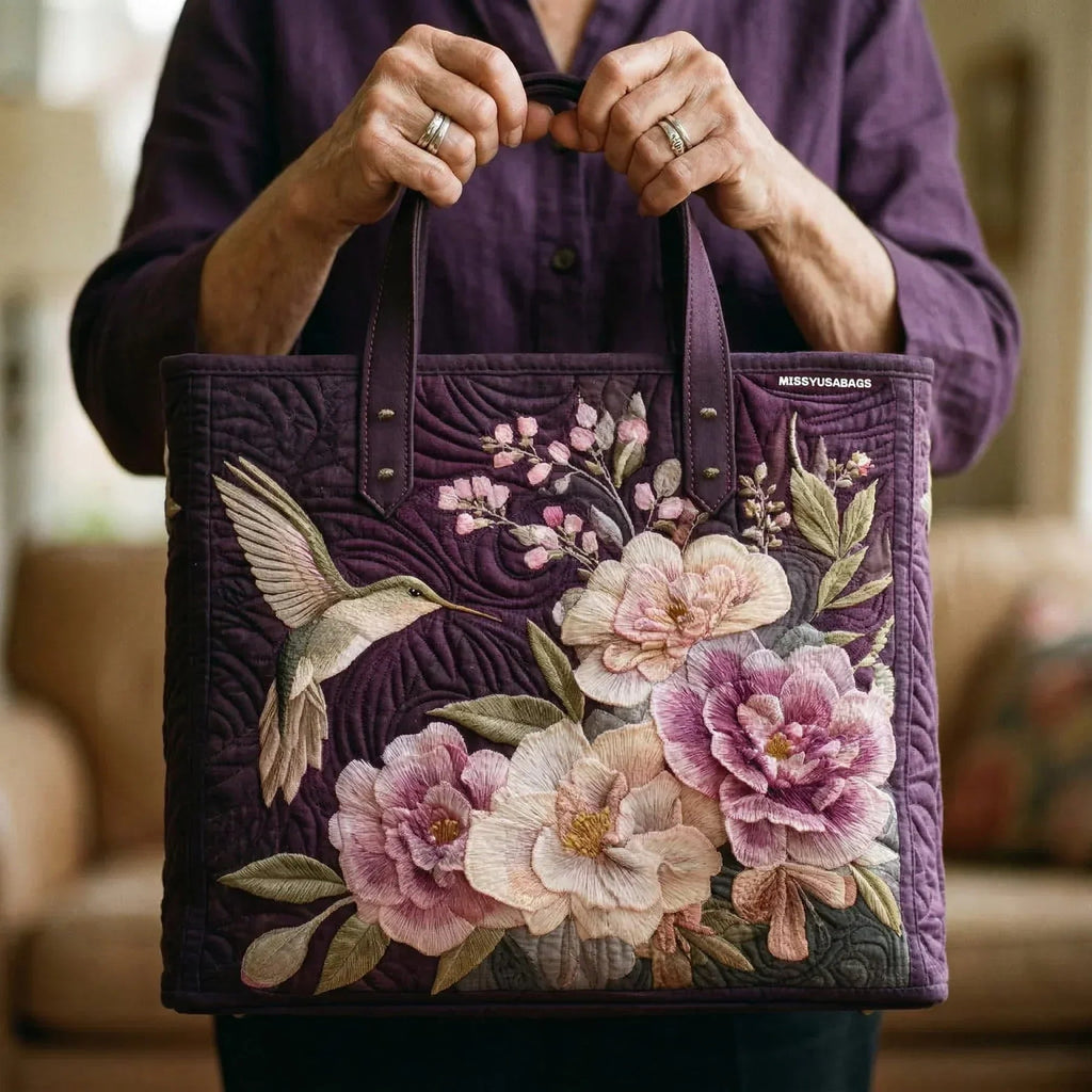 Håndlavet Totetaske – Hummingbird ＆ Orchid