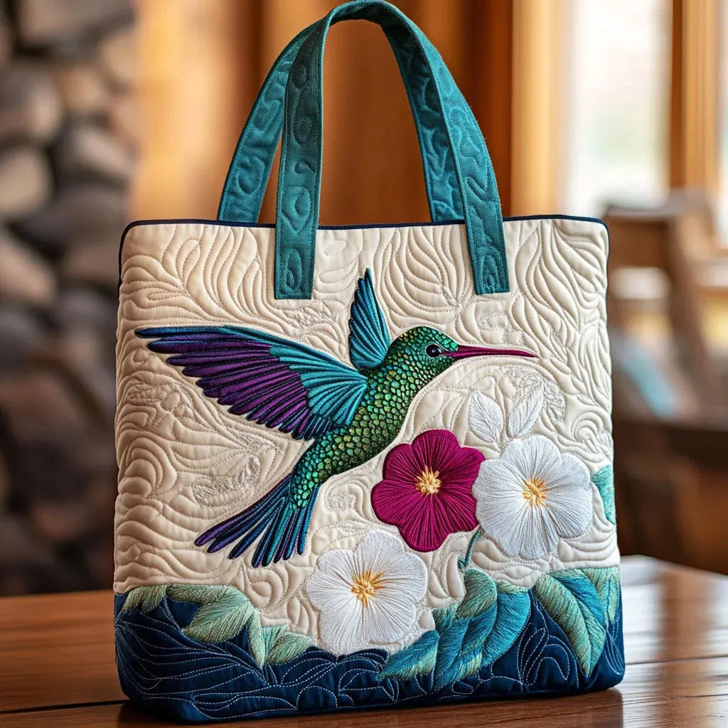 Håndlavet Totetaske – Hummingbird White Flower
