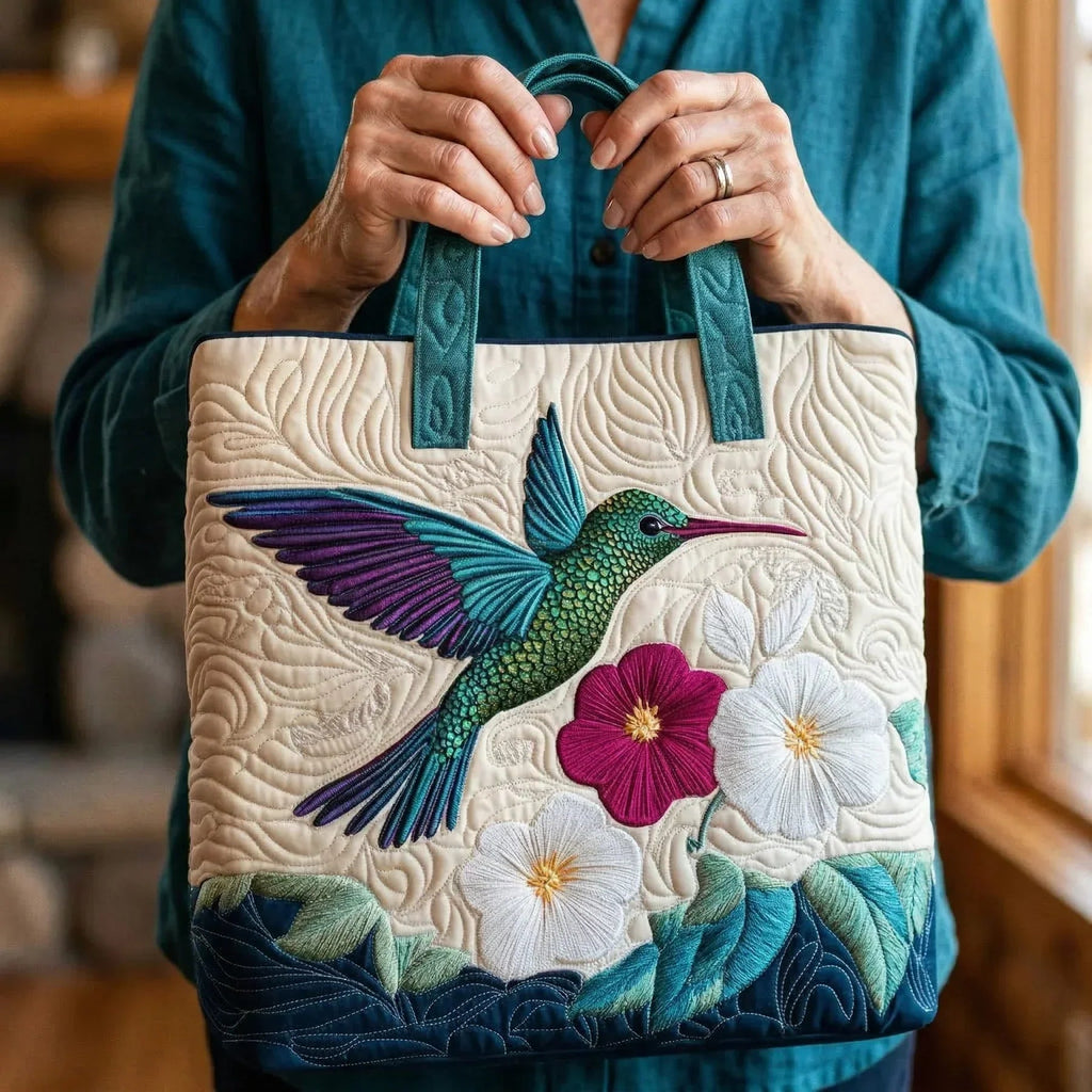 Håndlavet Totetaske – Hummingbird White Flower