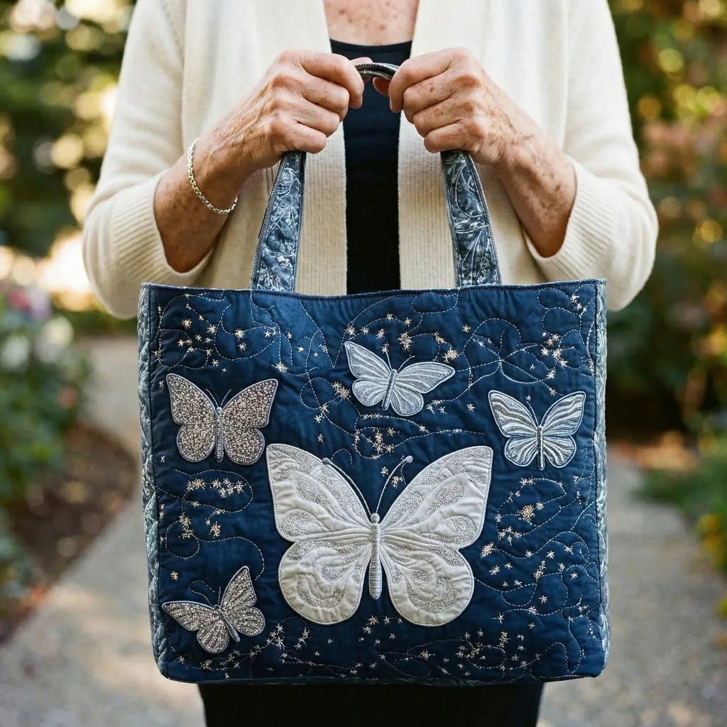 Håndlavet Totetaske – Papillon Silver