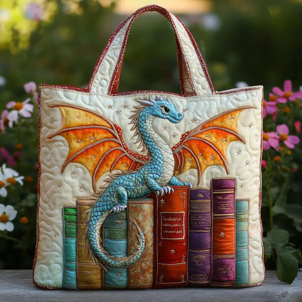 Håndlavet Totetaske – Emerald Dragon - Book Guardian