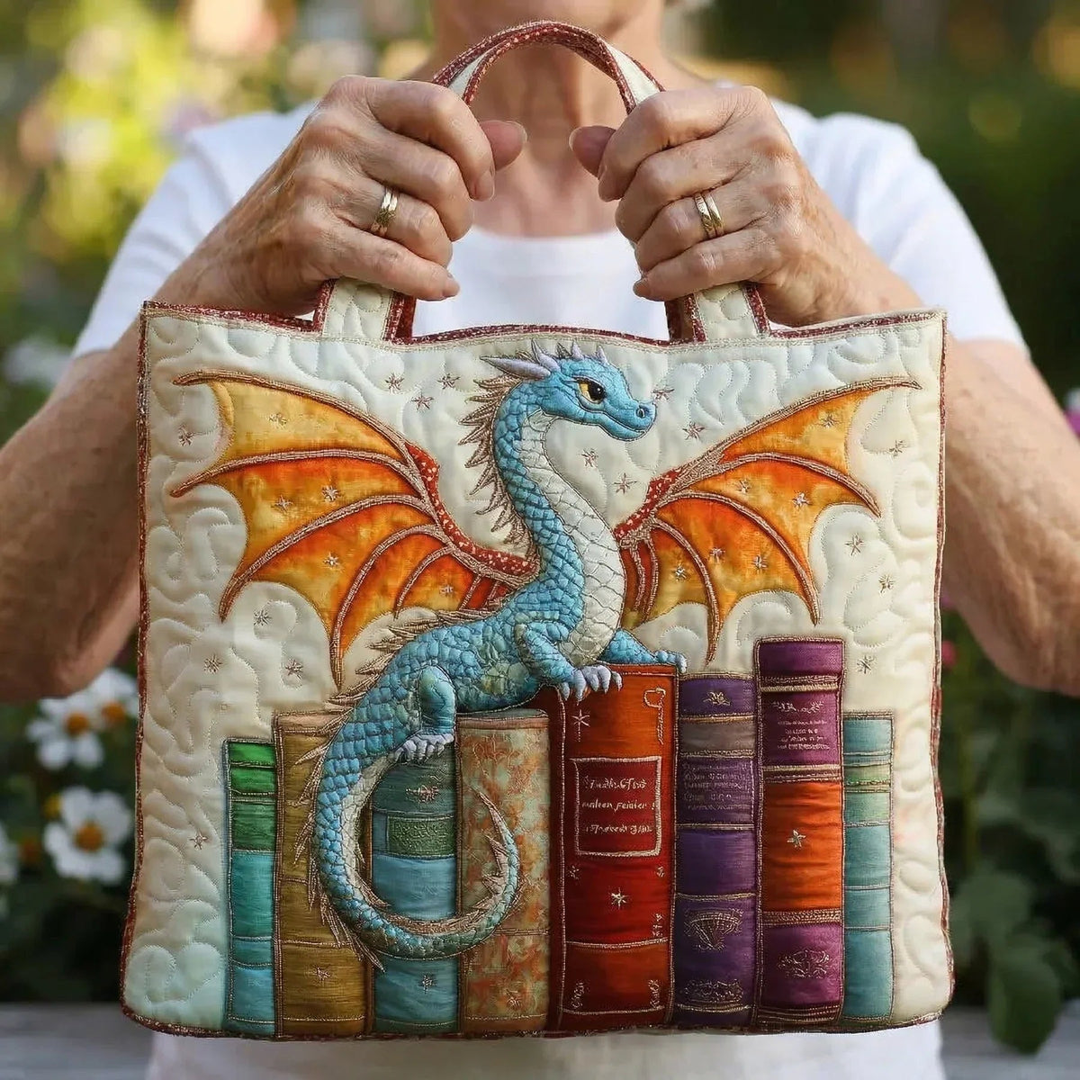 Håndlavet Totetaske – Emerald Dragon - Book Guardian
