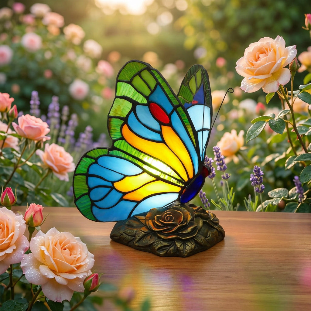 Kunstlampe i Glasmosaik – Butterfly Sculpture