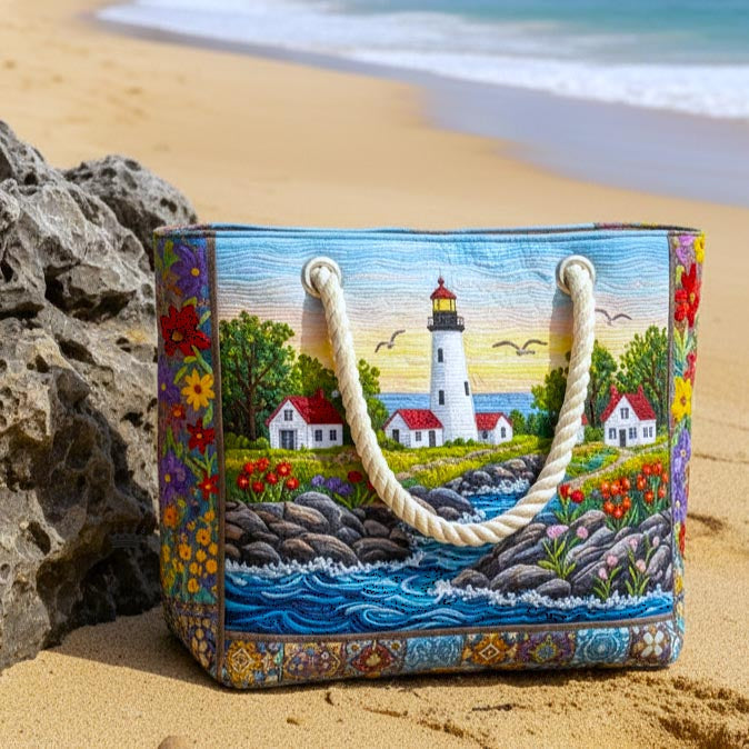 Håndlavet Strandtaske – Lighthouse Glow