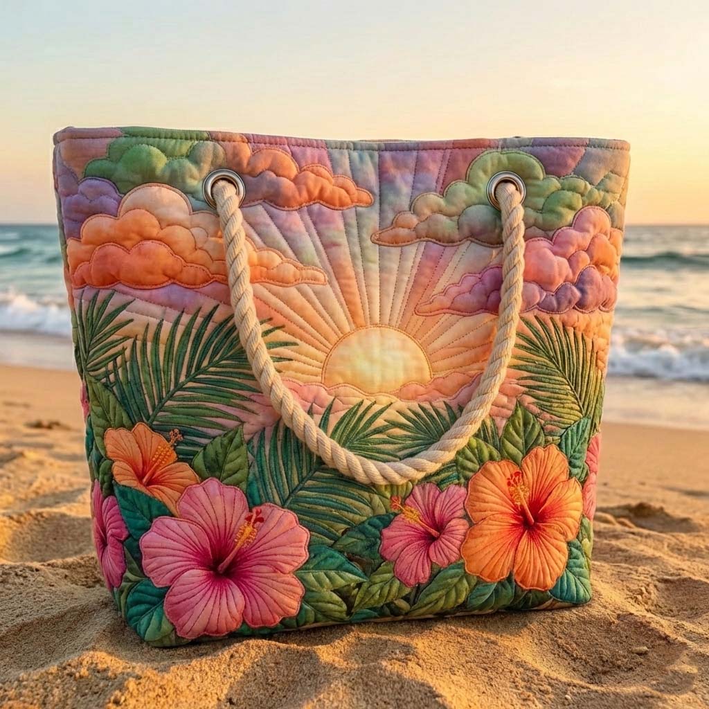 Håndlavet Strandtaske – Tropical Amanecer