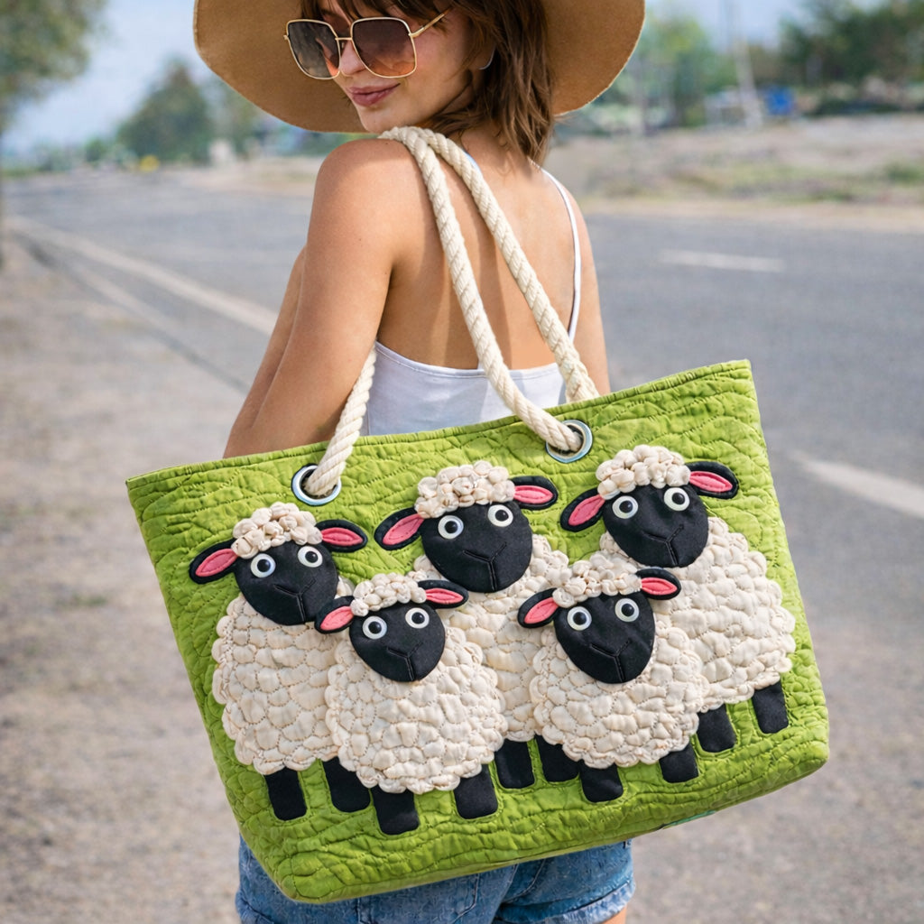 Håndlavet Strandtaske – Sheep Sky