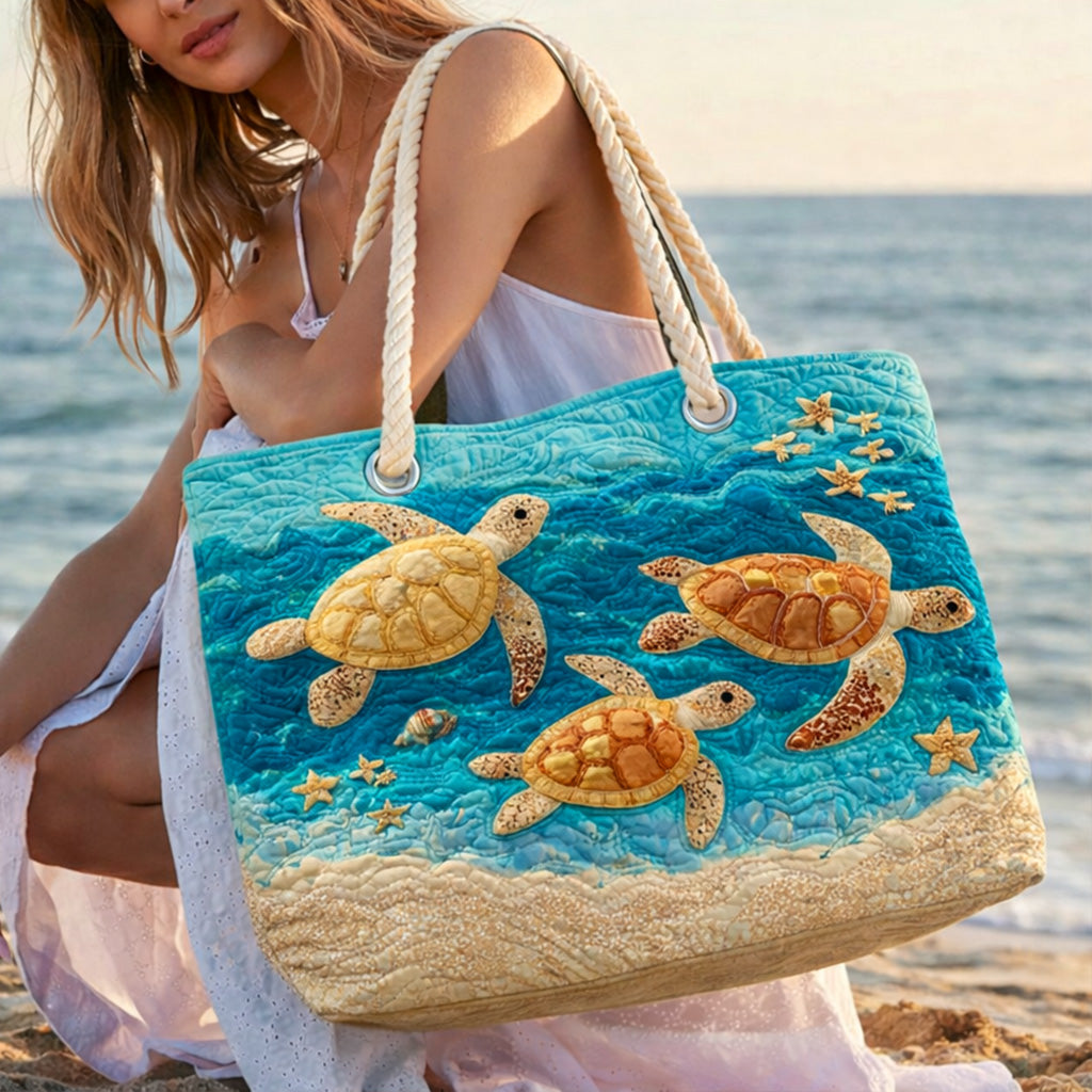 Håndlavet Strandtaske – Golden Turtle Coast