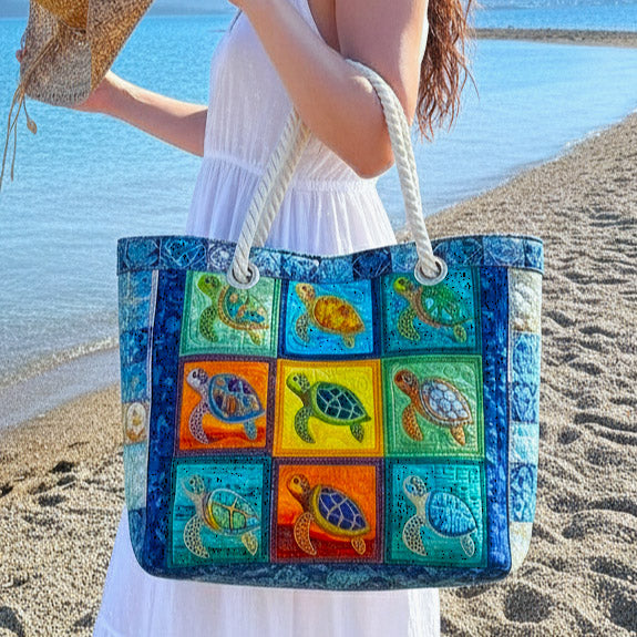 Håndlavet Strandtaske – Tortuga Run Sparkle