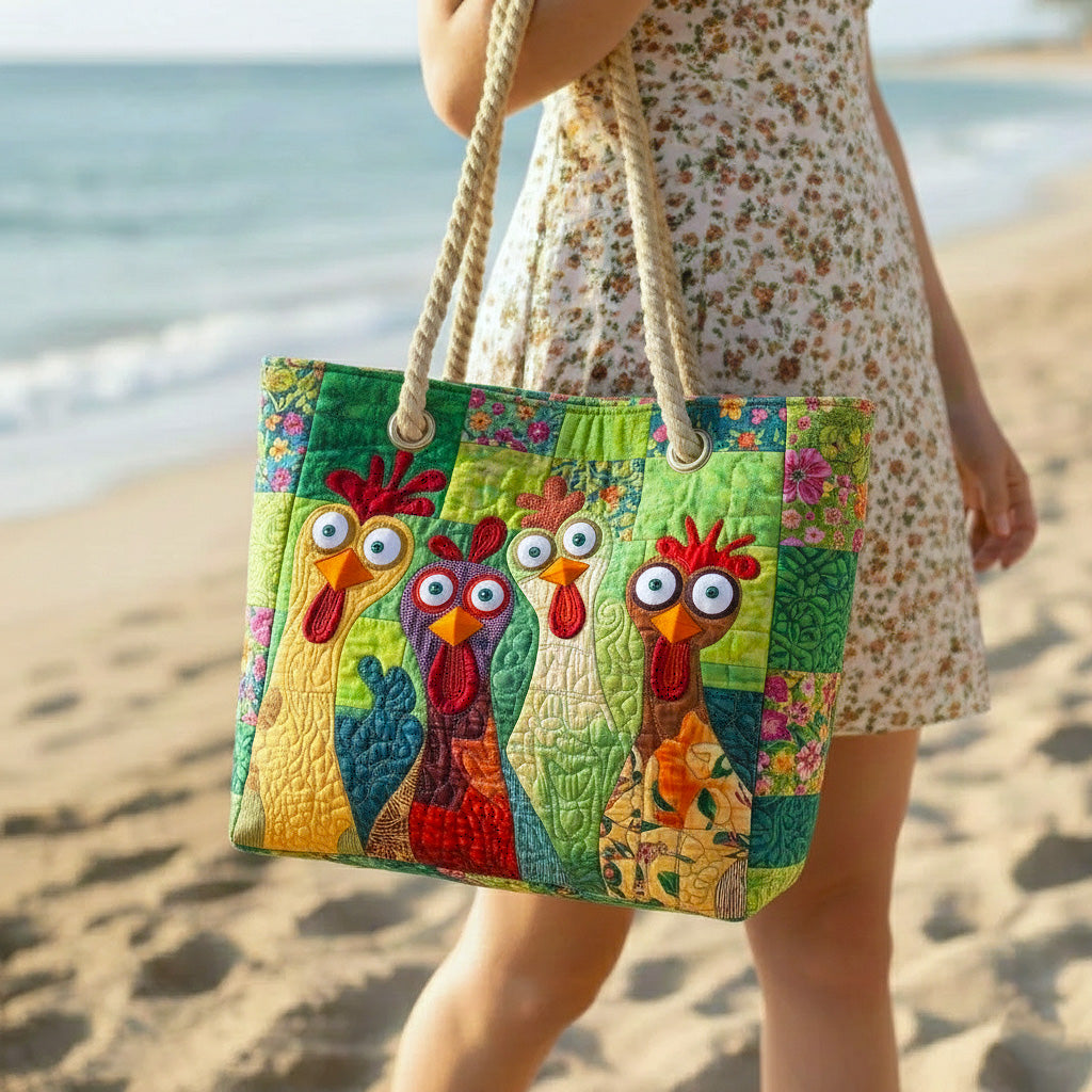 Håndlavet Strandtaske – Funky Chicken Art Sand