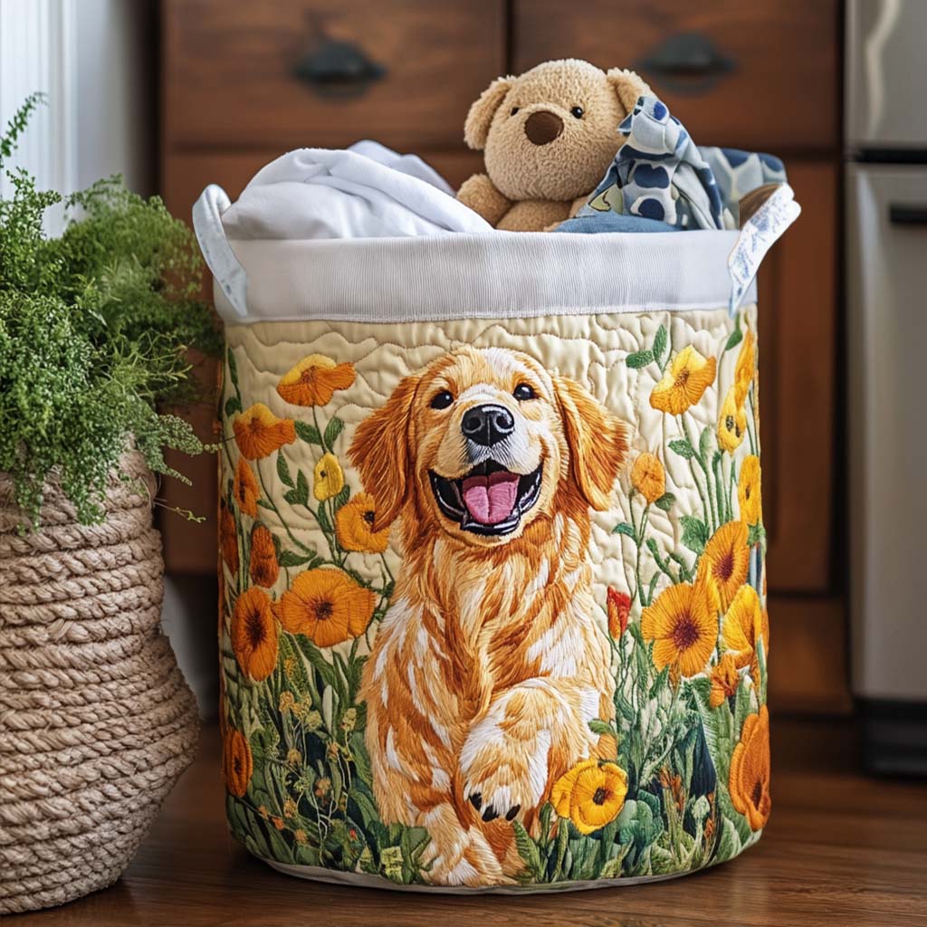 Vasketøjskurv – Happy Golden Pup