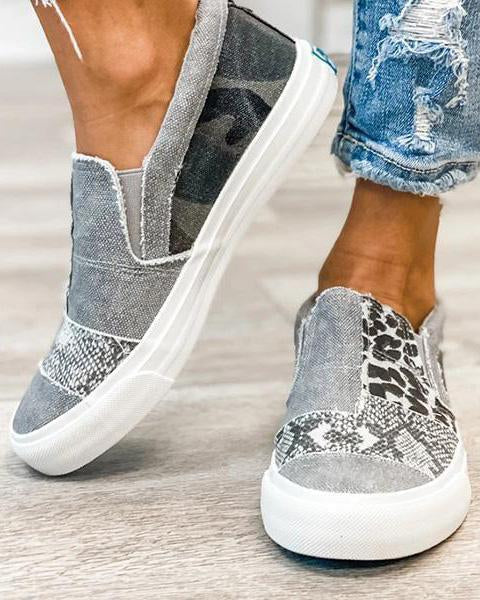 Åsta | Casual canvassko med leopardprint