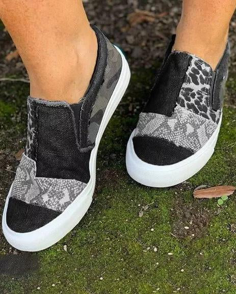 Åsta | Casual canvassko med leopardprint