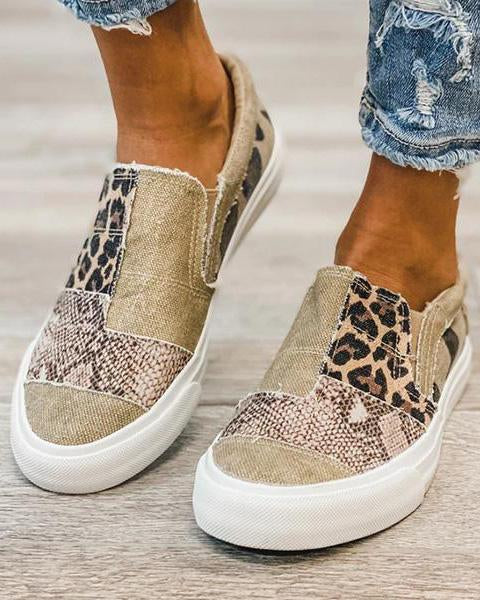Åsta | Casual canvassko med leopardprint