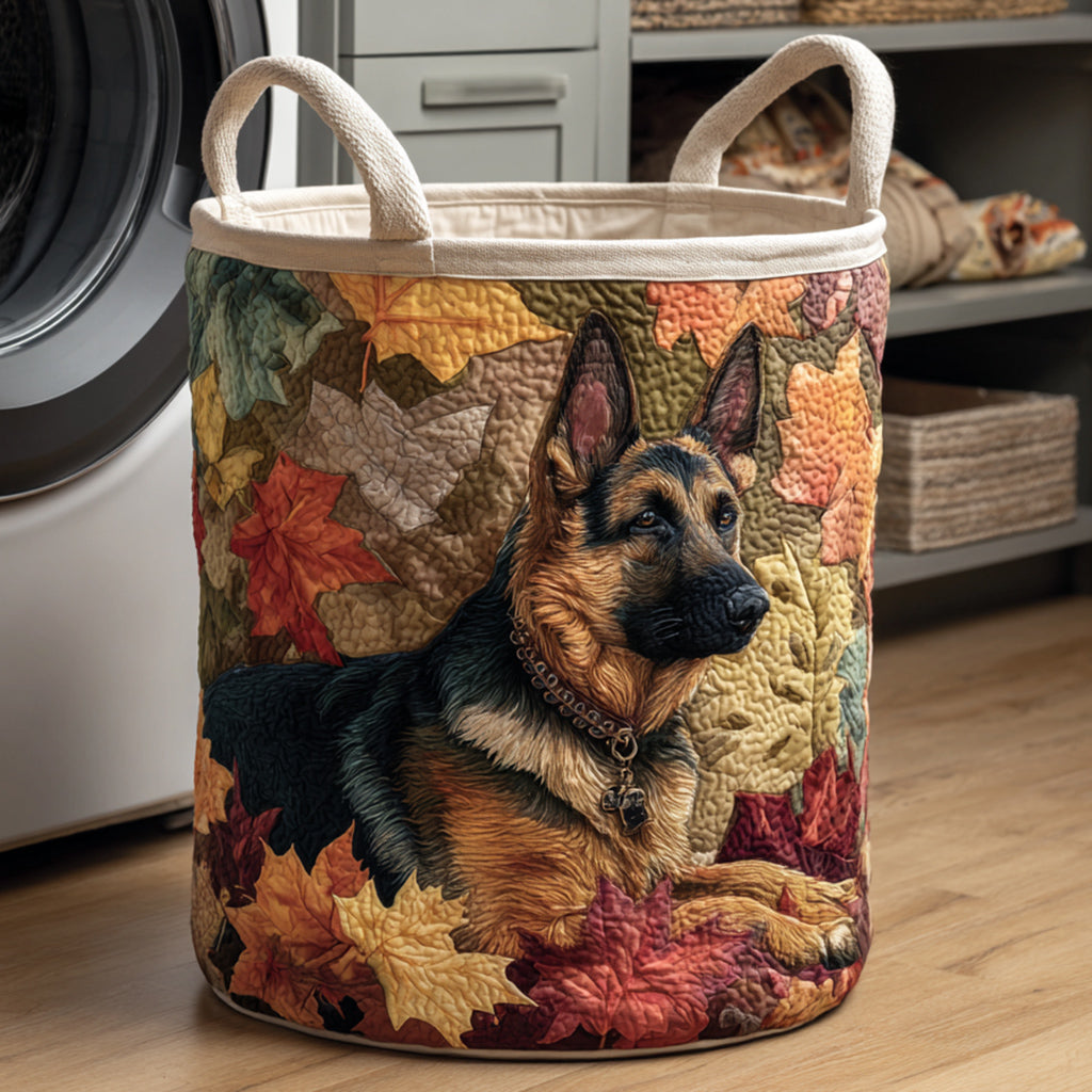 Vasketøjskurv – Leaf Pile German Shepherd