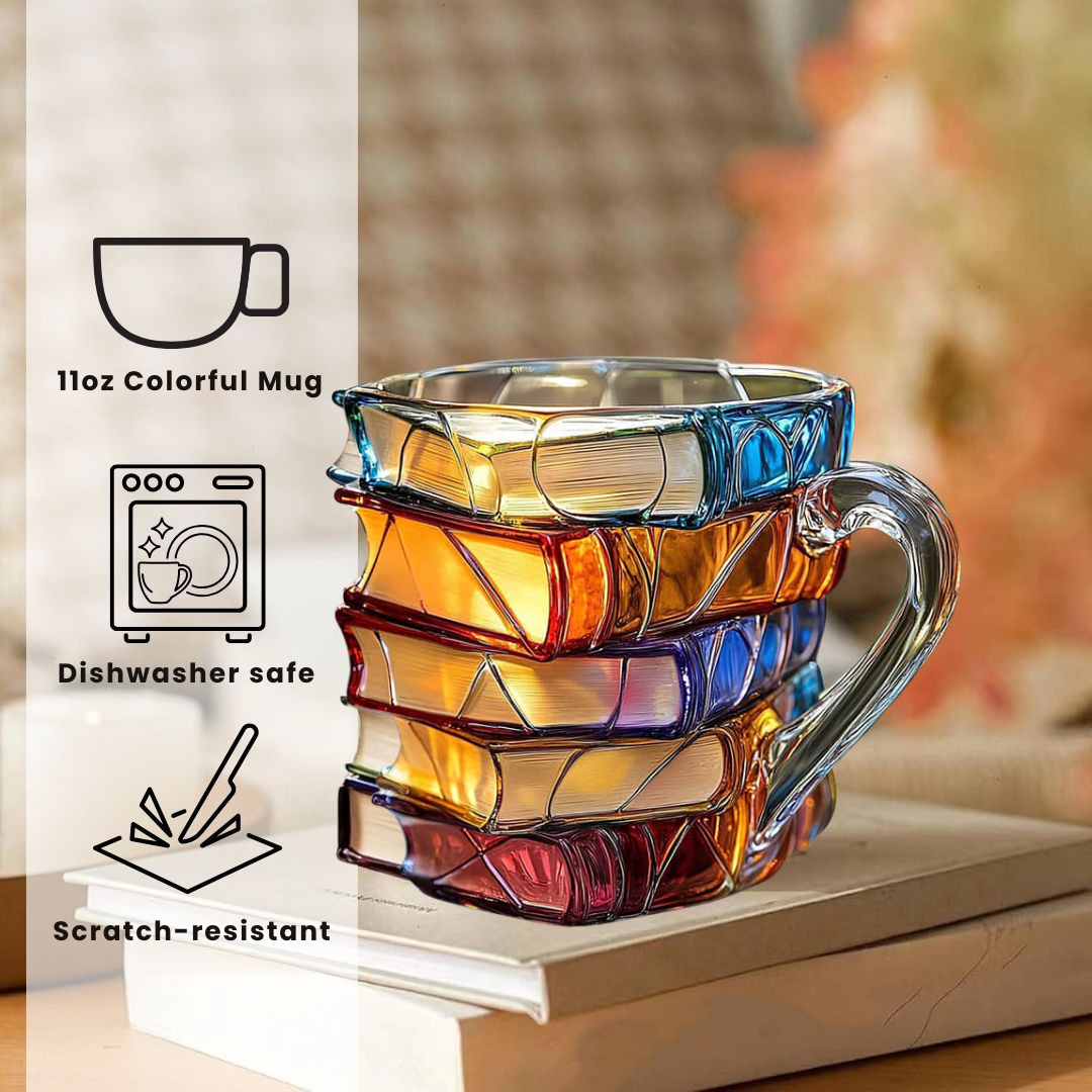 Kunstlampe i Glasmosaik – 3D Book Mug – Special Gift