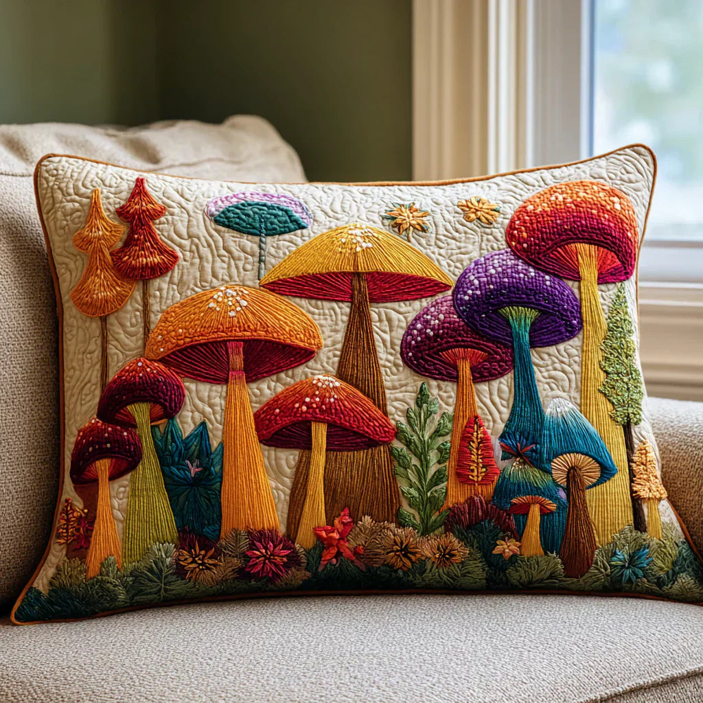 Quiltet Pudebetræk – Mushroom Garden