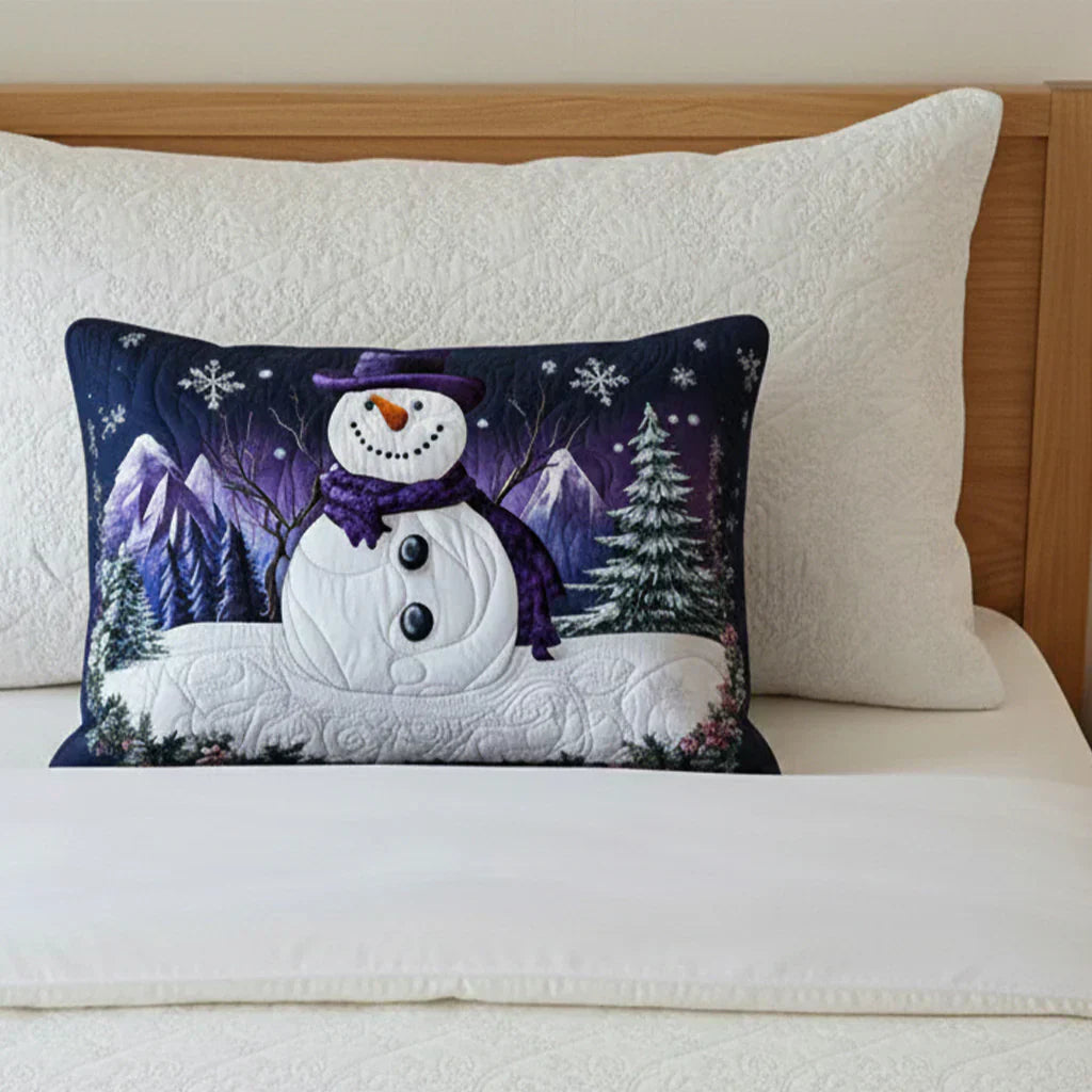 Quiltet Pudebetræk – Purple Snowman