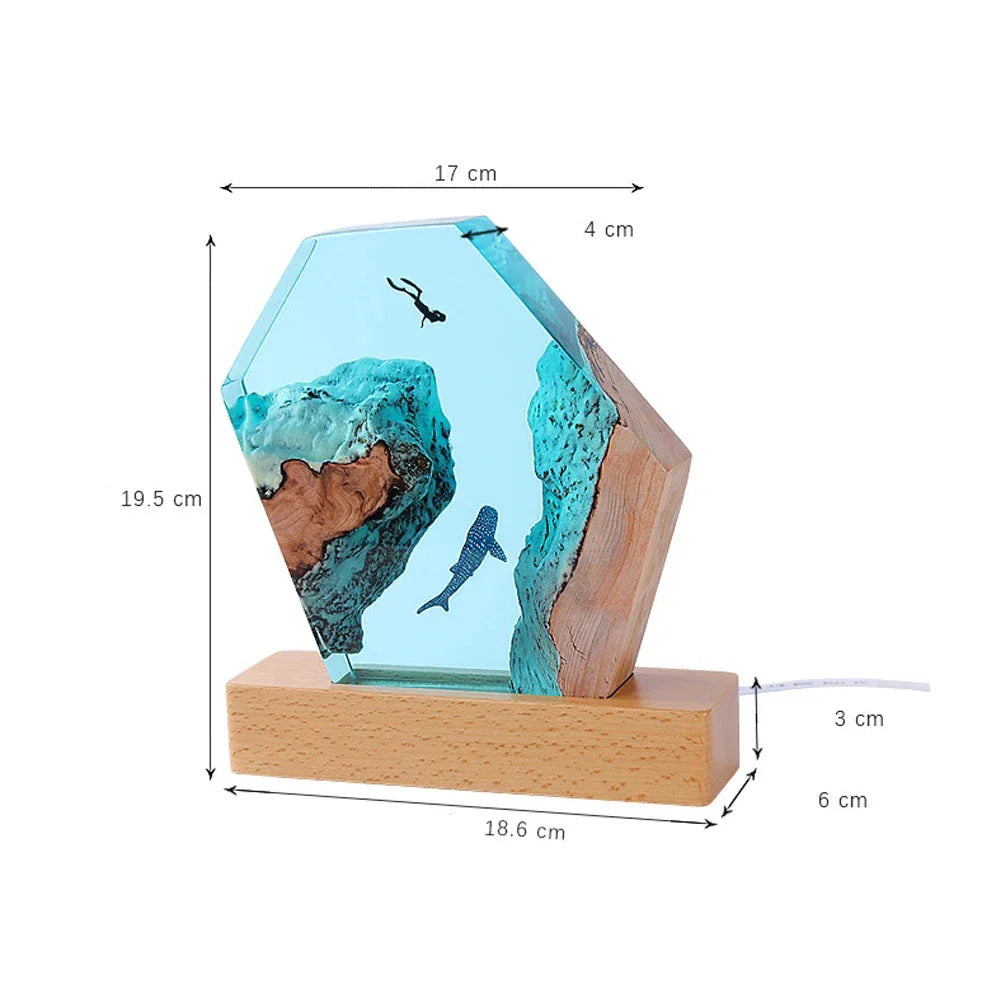 Resin Bordlampe – Deep Sea Dolphin Diver