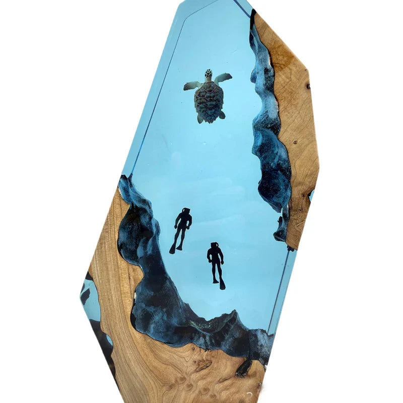 Resin Bordlampe – Sea Turtle Diver