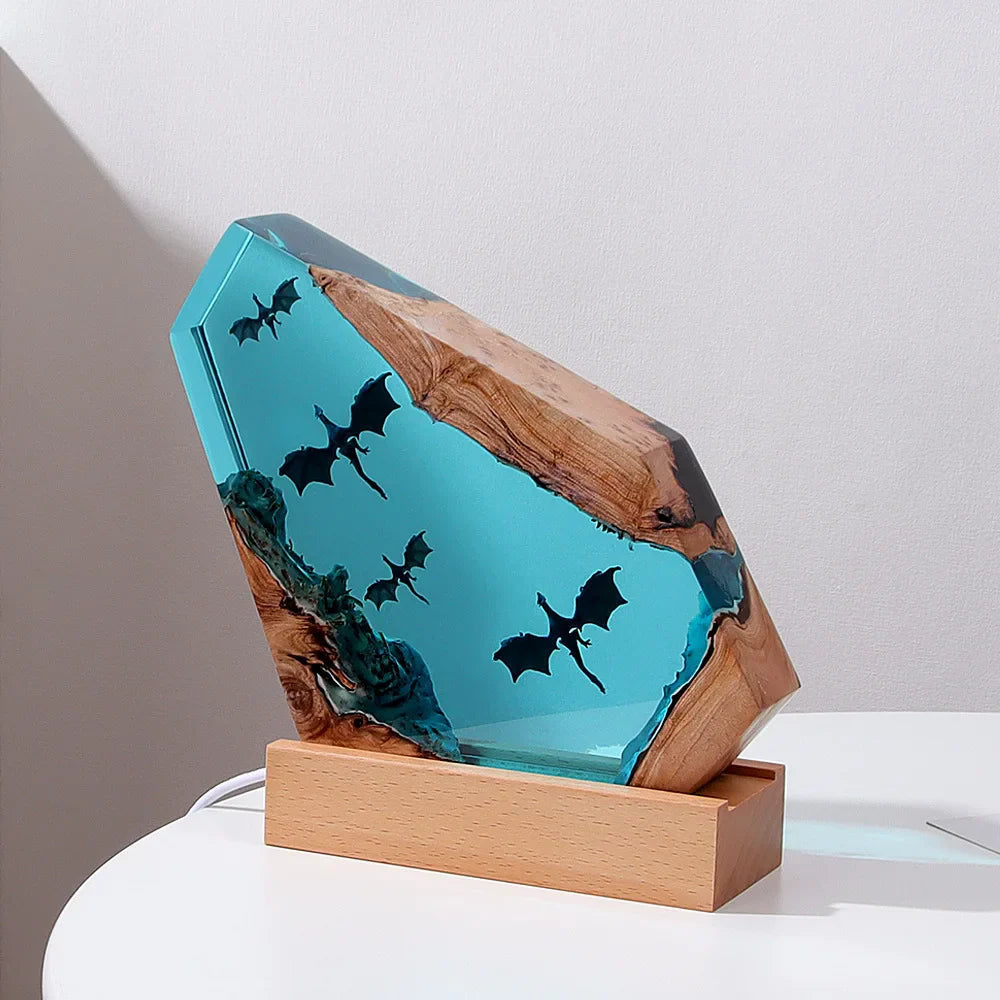 Resin Bordlampe – Flame Dragon