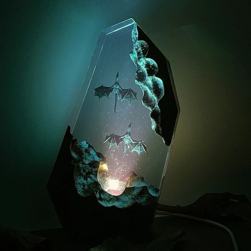 Resin Bordlampe – Deep Dragon