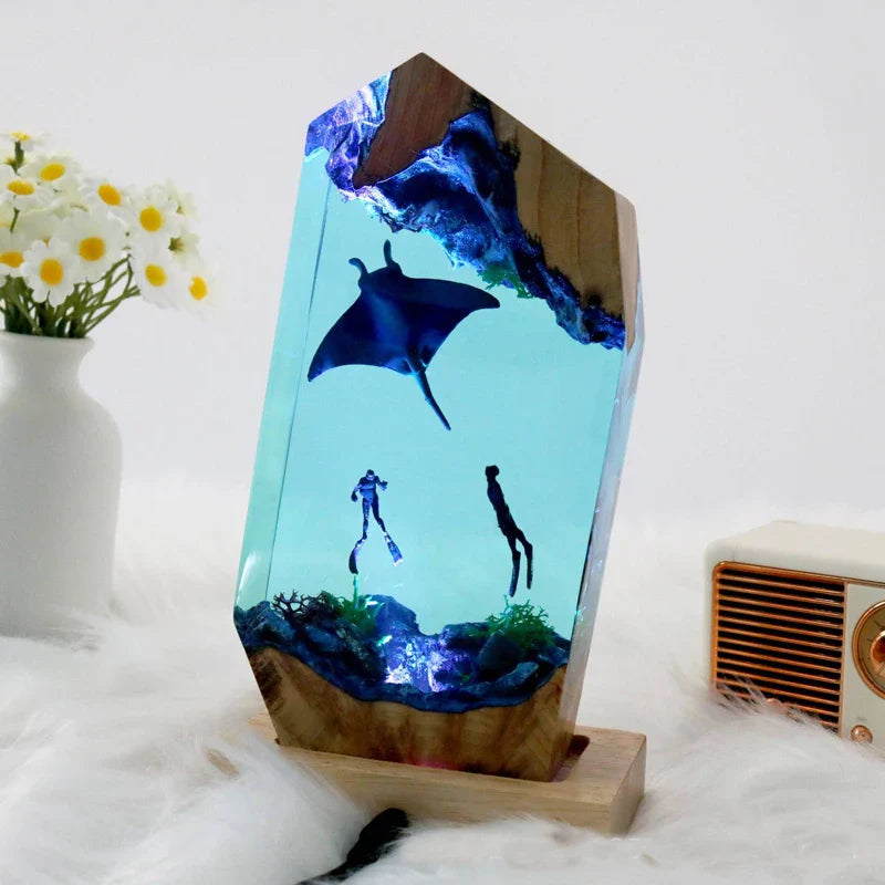Resin Bordlampe – Manta Ray