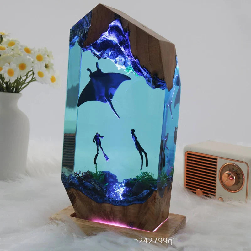 Resin Bordlampe – Manta Ray