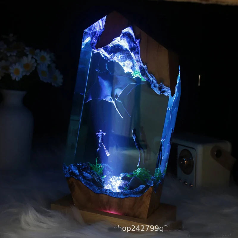 Resin Bordlampe – Manta Ray