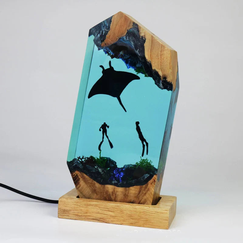Resin Bordlampe – Manta Ray