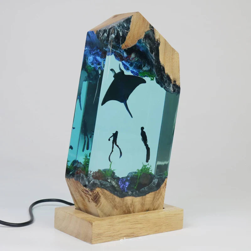Resin Bordlampe – Manta Ray