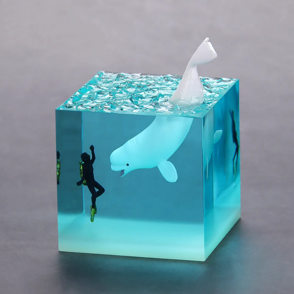 Resin Bordlampe – Ocean Creatures Cube