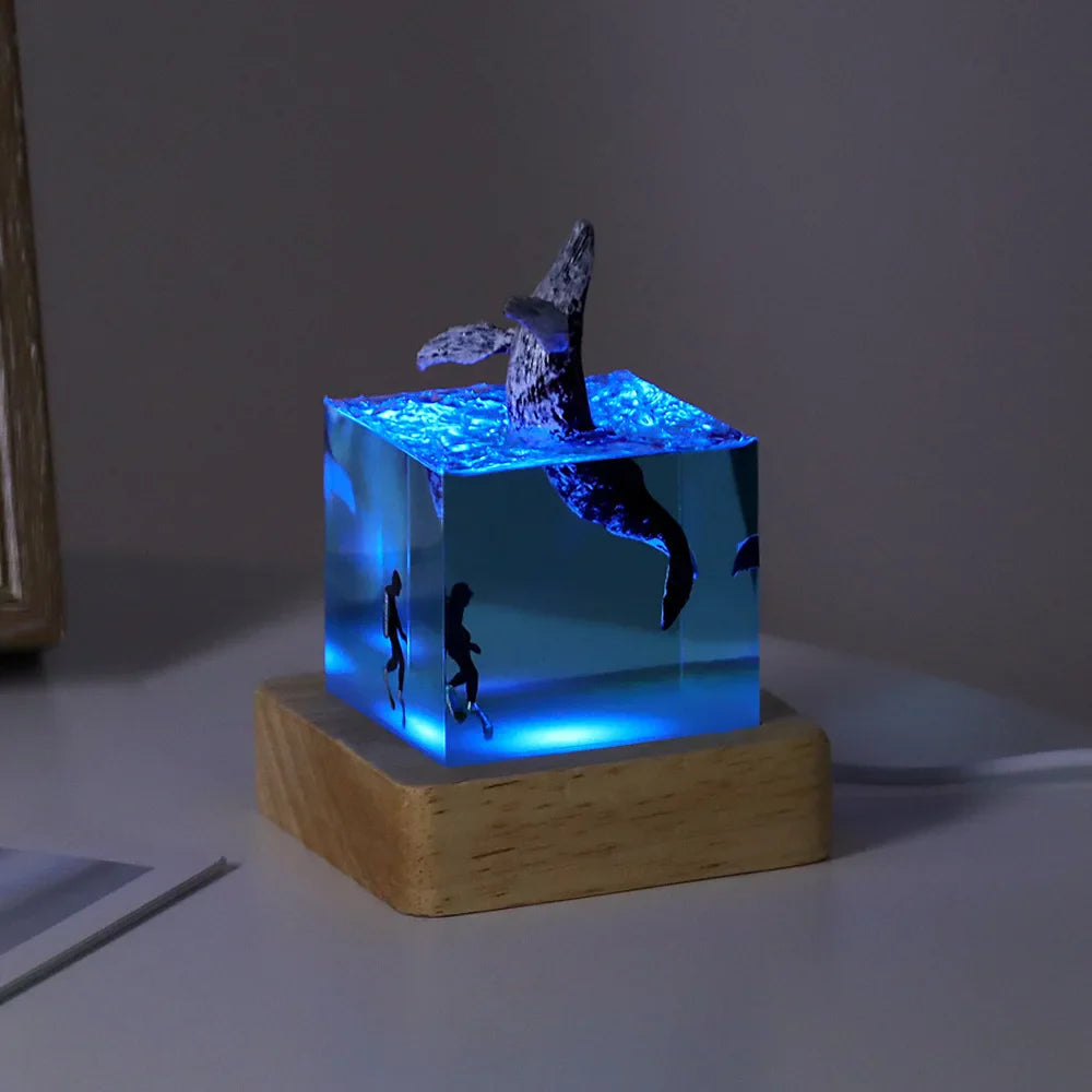 Resin Bordlampe – Ocean Creatures Cube