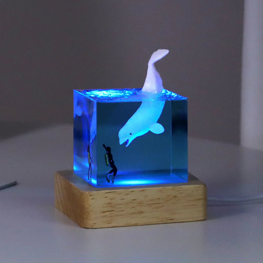 Resin Bordlampe – Ocean Creatures Cube