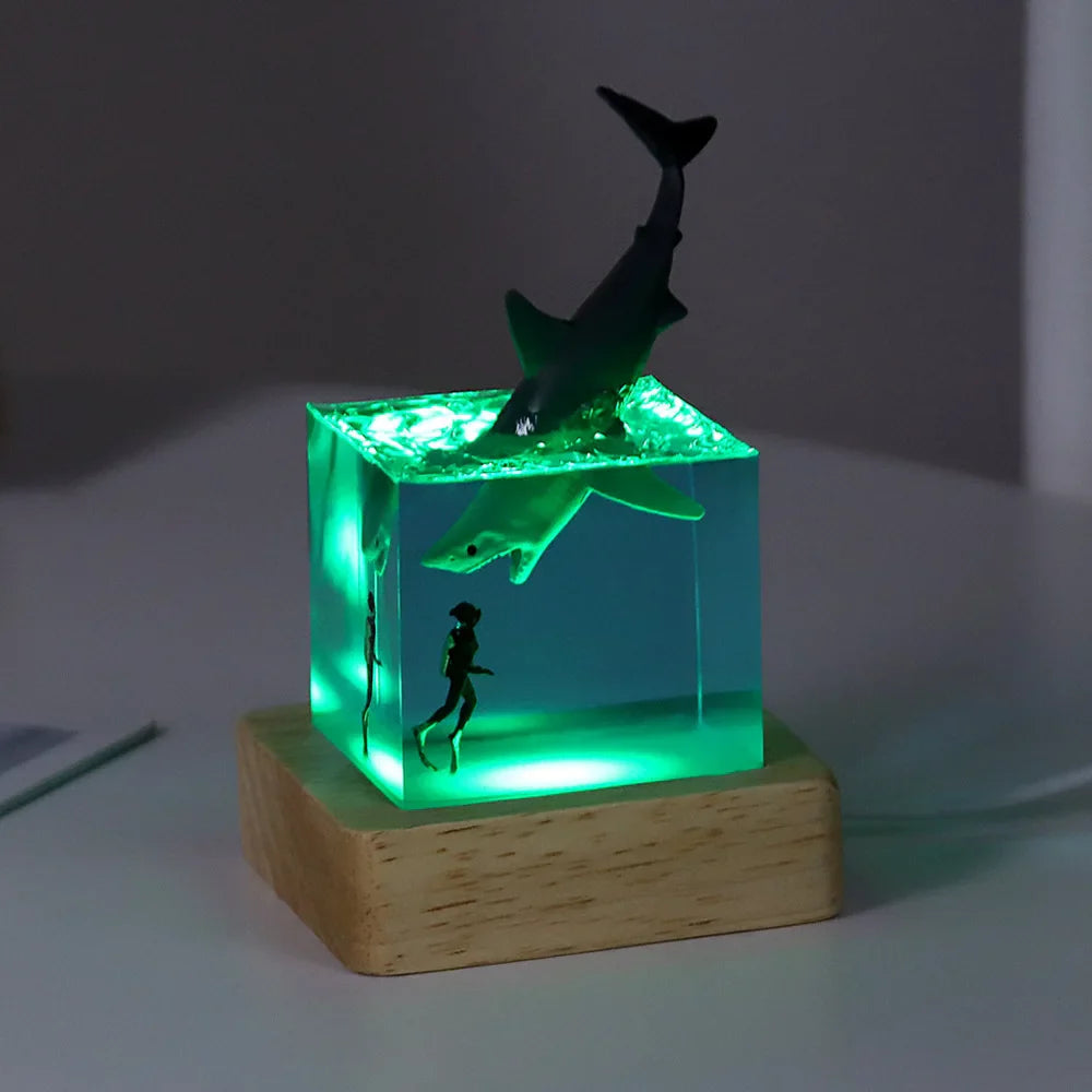 Resin Bordlampe – Ocean Creatures Cube
