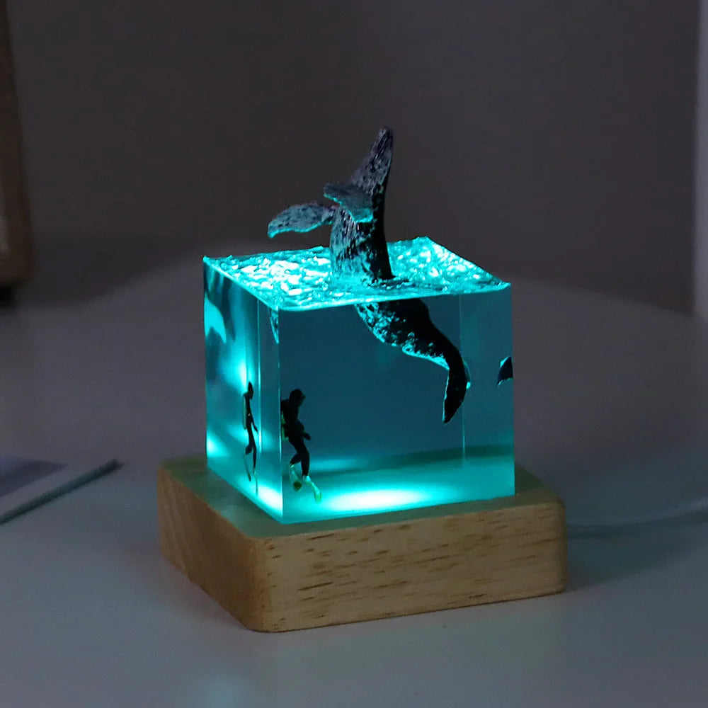 Resin Bordlampe – Ocean Creatures Cube