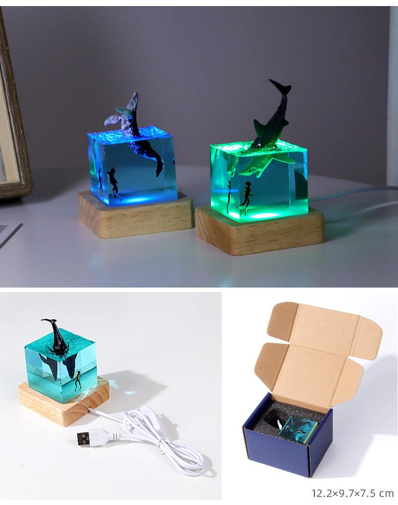 Resin Bordlampe – Ocean Creatures Cube