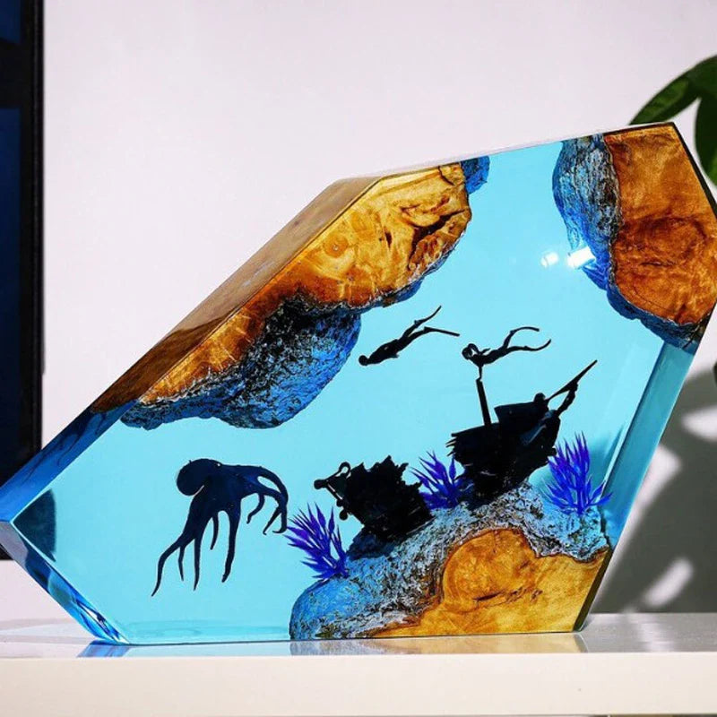 Resin Bordlampe – Octopus Diver