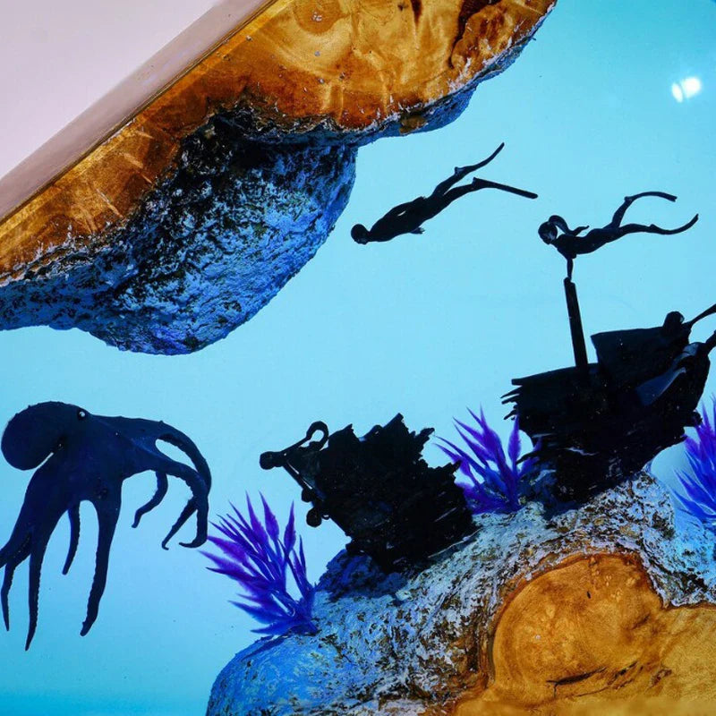 Resin Bordlampe – Octopus Diver