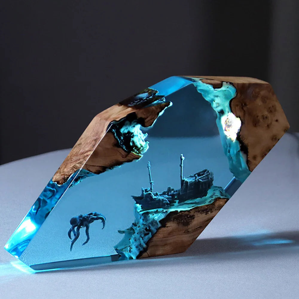 Resin Bordlampe – Octopus Shipwreck