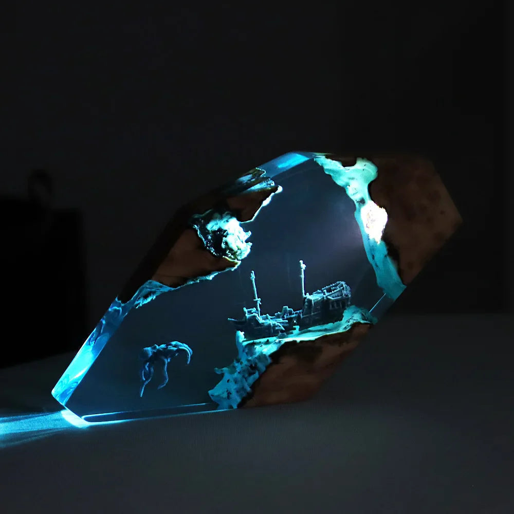 Resin Bordlampe – Octopus Shipwreck