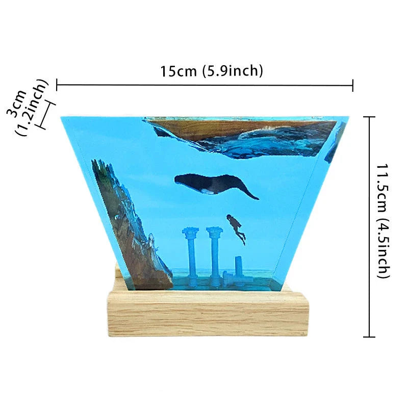 Resin Bordlampe – Ocean Whale